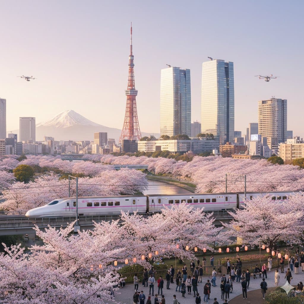 Cherry blossoms in full bloom at Shinjuku Gyoen