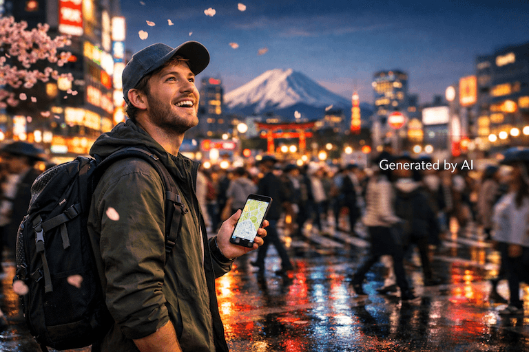 Tourists exploring a vibrant street in Japan